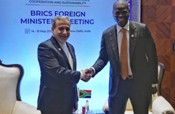 I.R. Iran, Ministry of Foreign Affairs- Iranian South African Foreign Ministers meet on BRICS sidelines discuss post-war developments